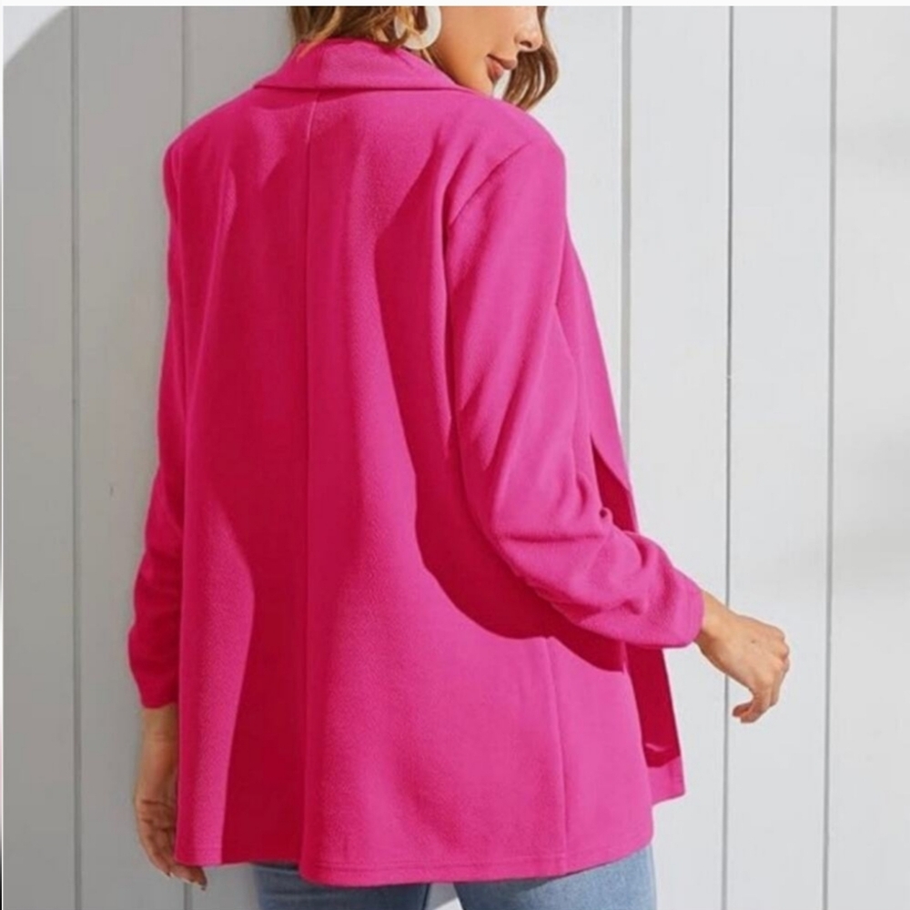 Sale🥰Jodifl Hot Pink Women's Pink Blazer Lightwieght Loose Relaxed Comfortable - Picture 2 of 2